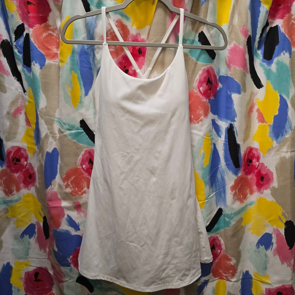 Halara Tennis Dress White Athletic Mini Built In Shorts S Crossover back Pockets